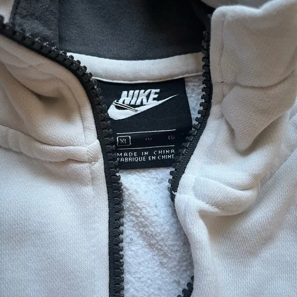 Nike Men's White and Gray Hoodie Sweater - Picture 3 of 6